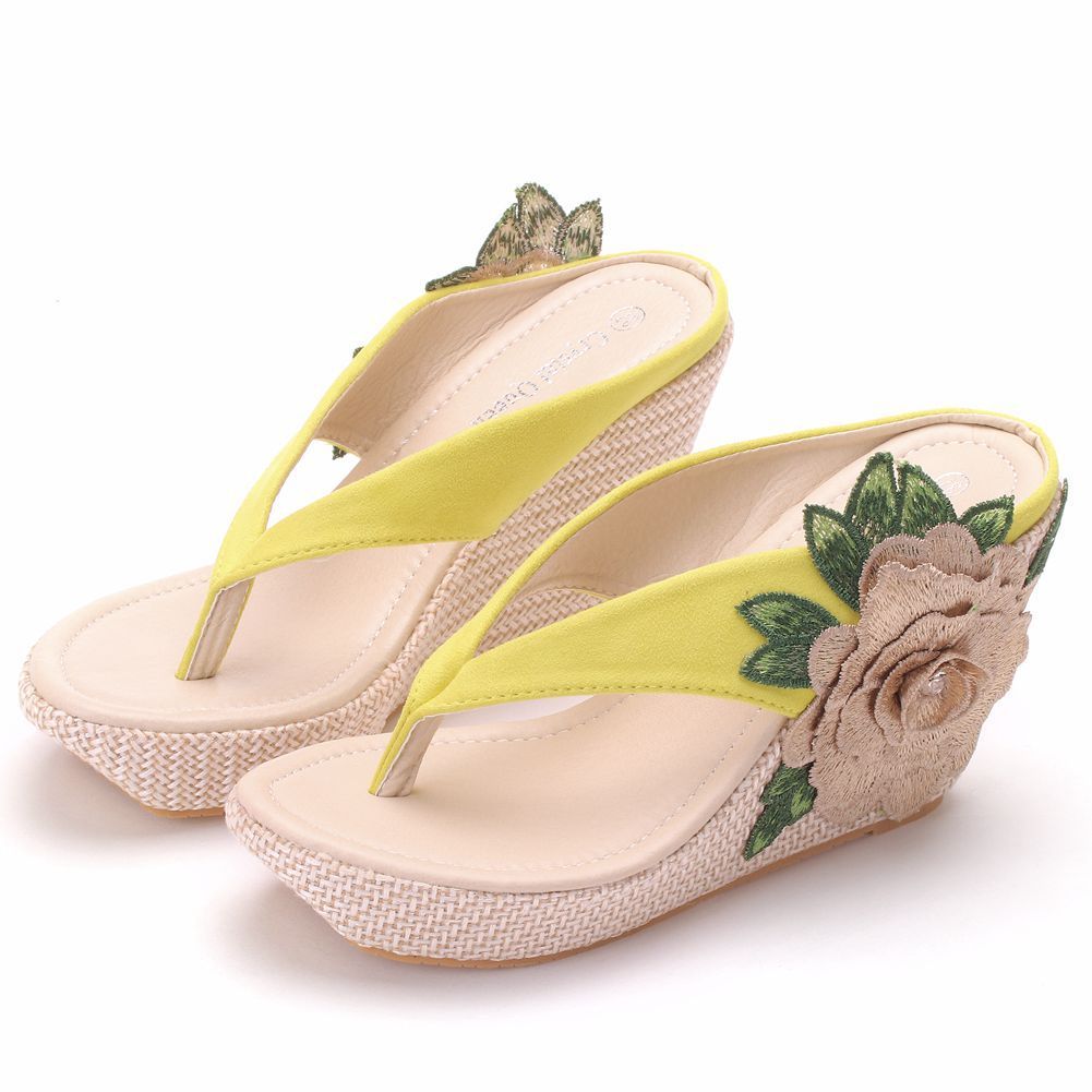 Platform Wedge Sandals Platform Embroidered Slippers