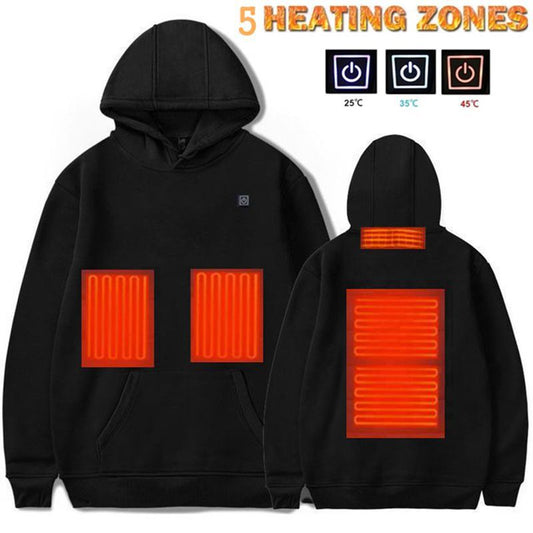 New Outdoor Electric USB Heating Sweaters Hoodies Men Winter Warm Heated Clothes Charging Heat Jacket Sportswear