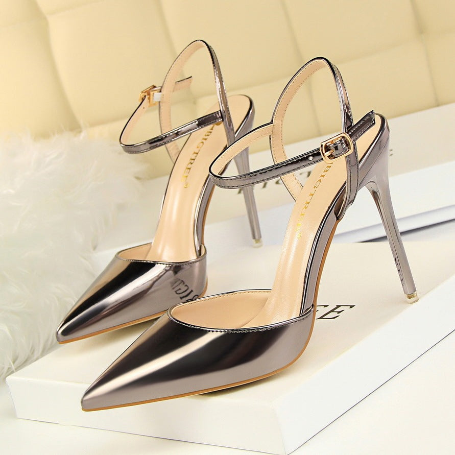 Night high heel and shallow pointed female sandals