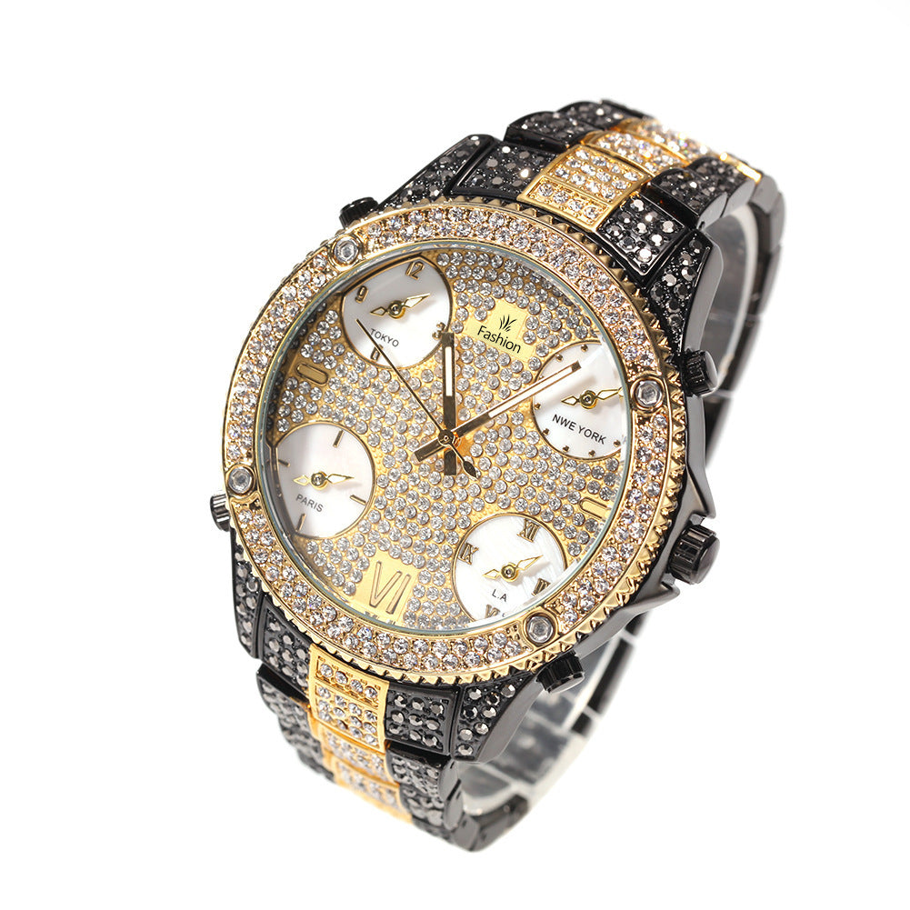 Nouveau Plein de Diamants Grand Cadran Hip-hop Hommes de Montres