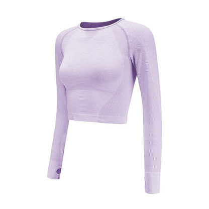 Rose Sans Soudure Yoga Chemises pour Femmes Sont Essentielles Sans Couture À Manches Longues Crop Top Trou de Pouce Équipée Gym Top Workout Shirts de Course vêtements