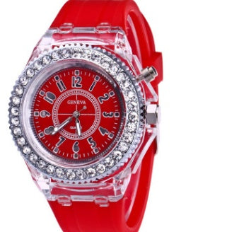 LED Lumineux Montres Genève Femmes Quartz Montre Femmes Dames Silicone Bracelet Montres