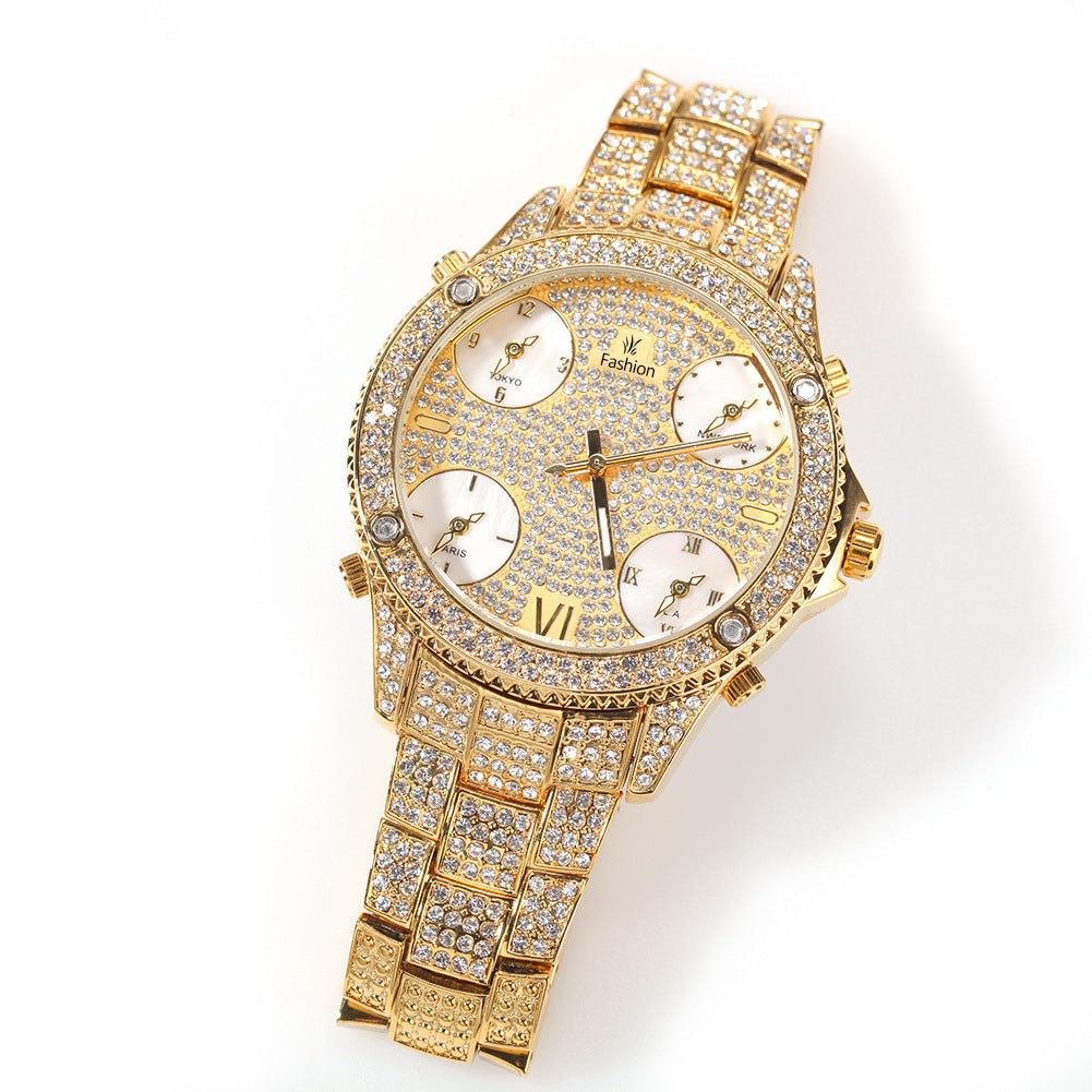 Nouveau Plein de Diamants Grand Cadran Hip-hop Hommes de Montres