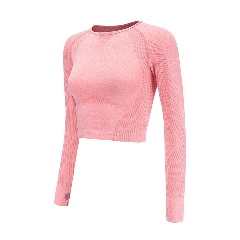 Rose Sans Soudure Yoga Chemises pour Femmes Sont Essentielles Sans Couture À Manches Longues Crop Top Trou de Pouce Équipée Gym Top Workout Shirts de Course vêtements