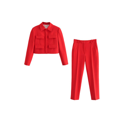 Autumn Female Suit Coat High-waisted Trousers Suit