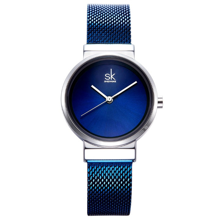 Shengke Bleu Montre-Bracelet Femmes Montres De Luxe Marque En Acier Dames Quartz Femmes Montres 2021 Relogio Feminino Montre Femme