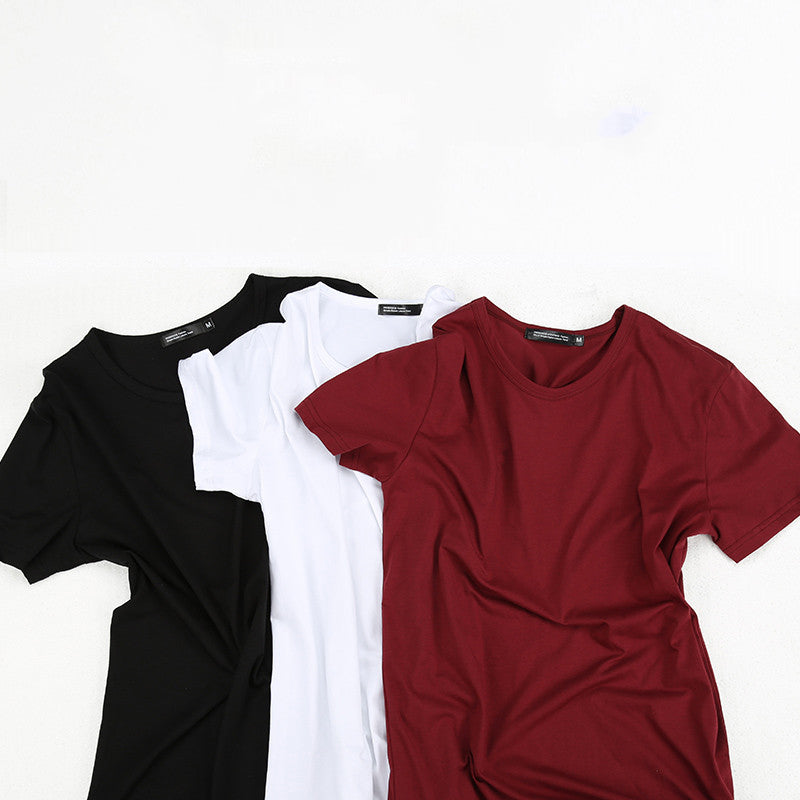 3 Pieces Solid Color Short Sleeved T-Shirt Mens Clothes Summer Slim Round Neck Half-Sleeved Tight-Fitting Trendy Cotton Bottoming Shirt Men