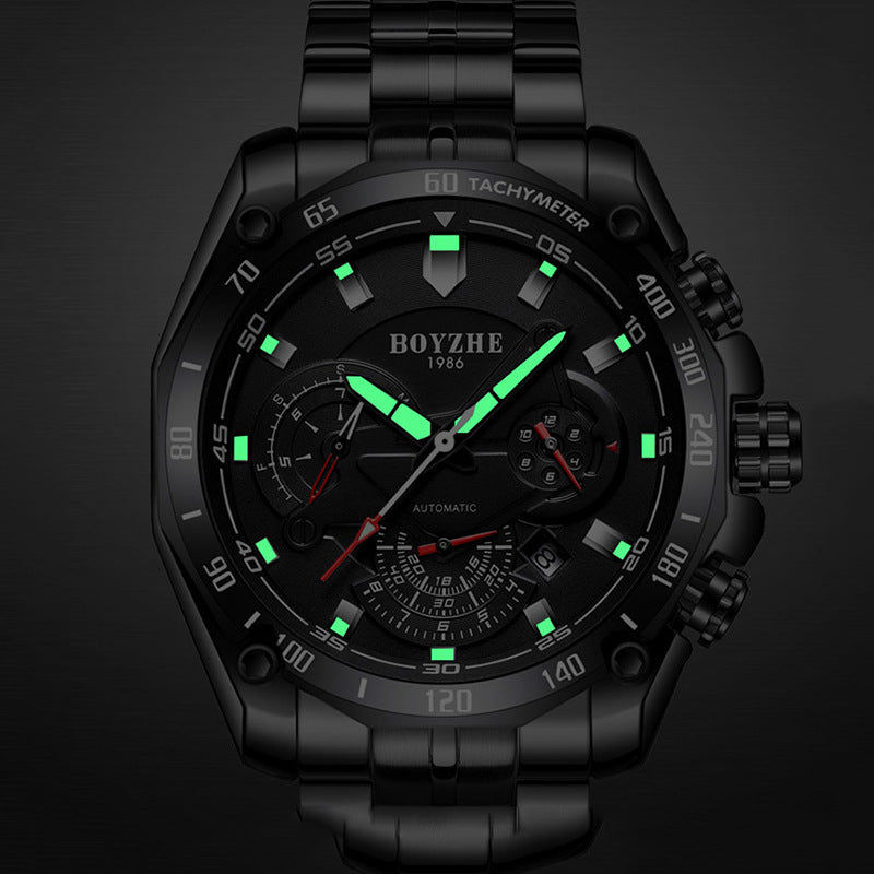 BOYZHE Suisse Certifié Marque Montre En Acier Ceinture Semaine Affichage Lumineux Étanche Mode Sport Hommes Montres Mécaniques