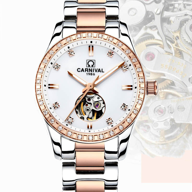 Montre Femme Automatique Mécanique Montre De Mode Tendance Or Rose Étanche Marque Diamant Montre Femme