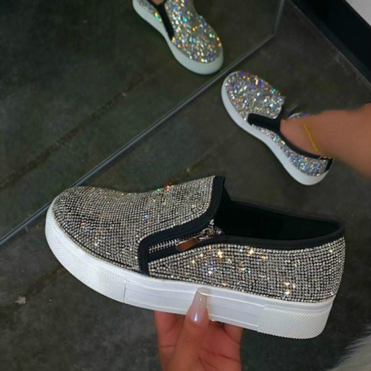 Grande Taille Strass Plat Simples Occasionnels Chaussures Une Pédale Paresseux Chaussures