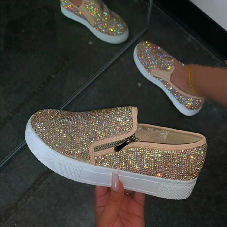 Grande Taille Strass Plat Simples Occasionnels Chaussures Une Pédale Paresseux Chaussures