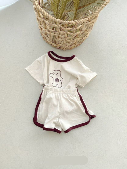 Costume deux pièces en coton pour bébé ours, confort pour bébés et tout-petits