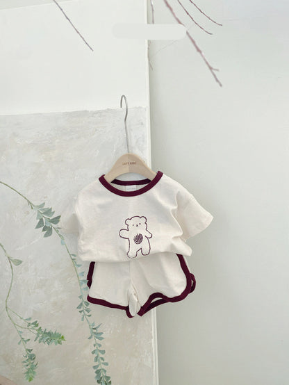 Costume deux pièces en coton pour bébé ours, confort pour bébés et tout-petits