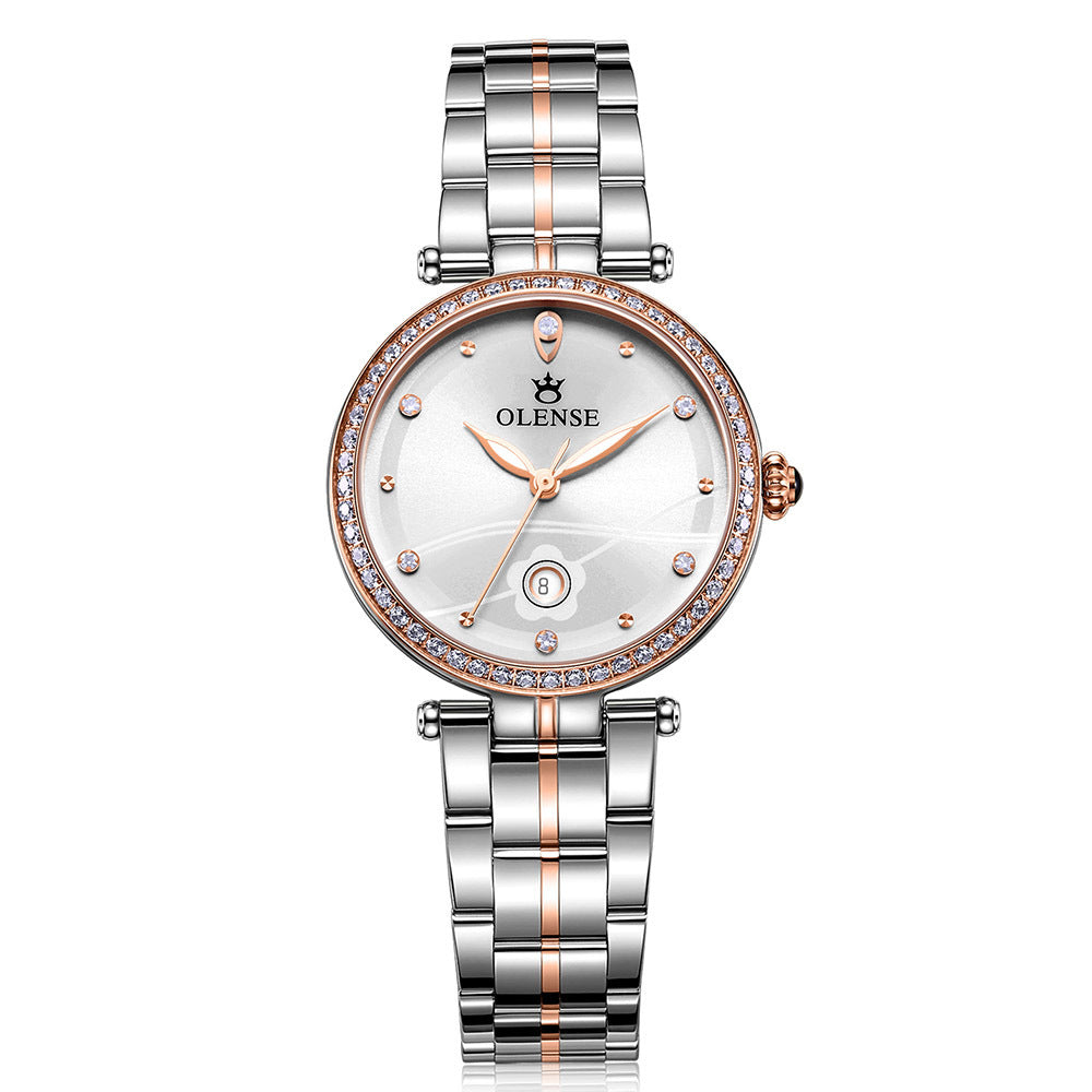 Montre À Quartz En Acier Inoxydable Montre Femme Calendrier