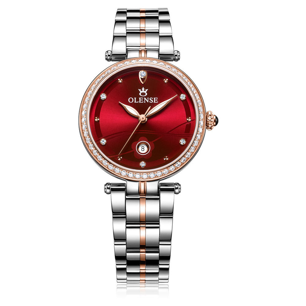 Montre À Quartz En Acier Inoxydable Montre Femme Calendrier