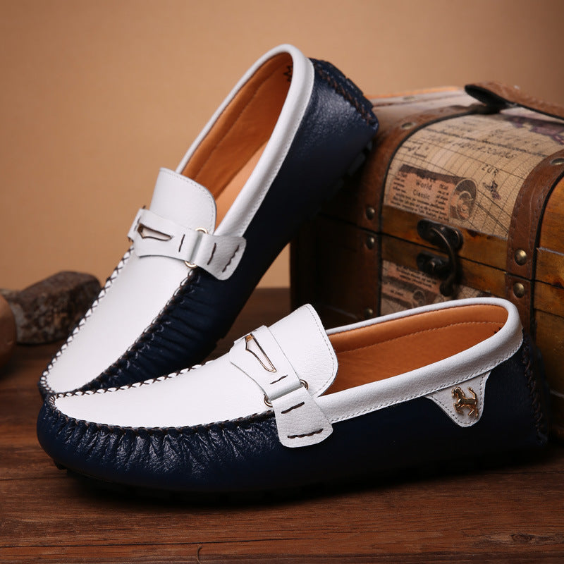 Solid Color Peas Shoes Men Casual Leather Shoes