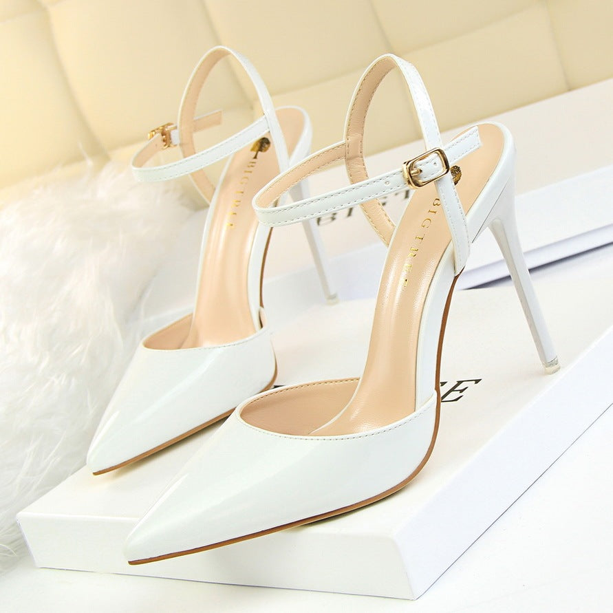 Night high heel and shallow pointed female sandals