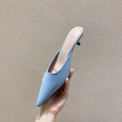 ins trendy pointed toe stiletto mules