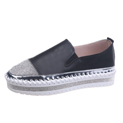 Diamond Flat Loafers For Leisure Heightening