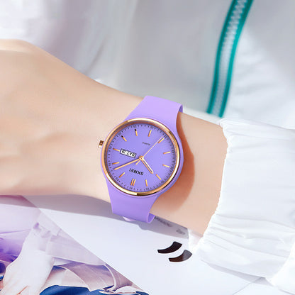 Silicone Quartz Watch Female Student Calendar Watch