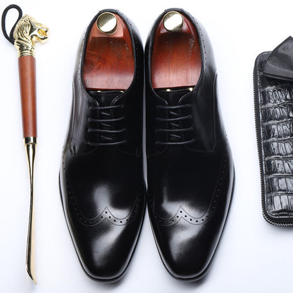 Spring Round Head Carved Brogue Shoes Men