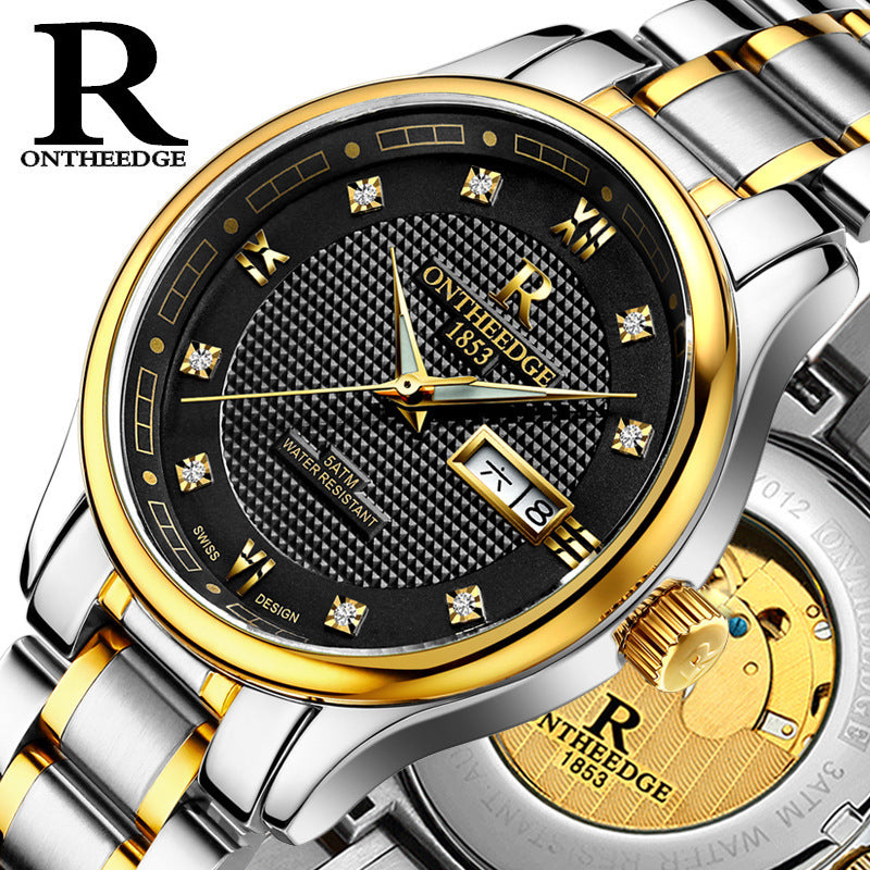 Véritable Rui bord de montres hommes automatique mécanique montres hommes d'affaires de montre lumineux hollow water-preuve en acier fin