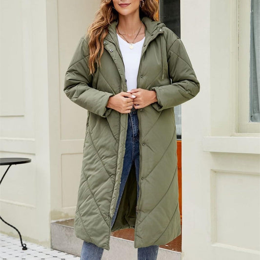 Veste à capuche en coton uni, manteau zippé à manches longues femme