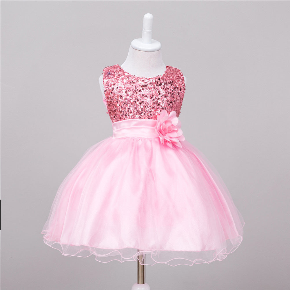 Bébé Sequin Robe Fleur Fille De Mariage Princesse Robe