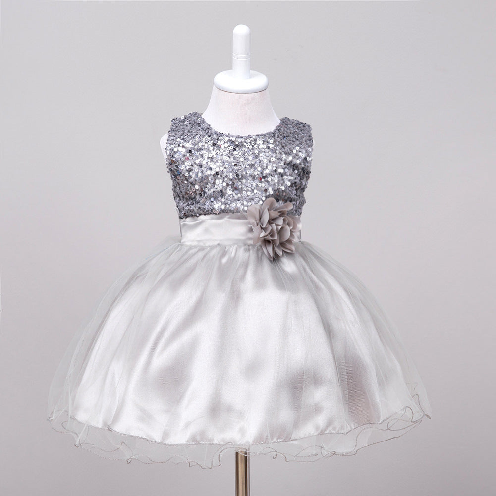 Bébé Sequin Robe Fleur Fille De Mariage Princesse Robe