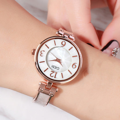 Women's Waterproof Simple Wrist Watch With Large Dial Student Art