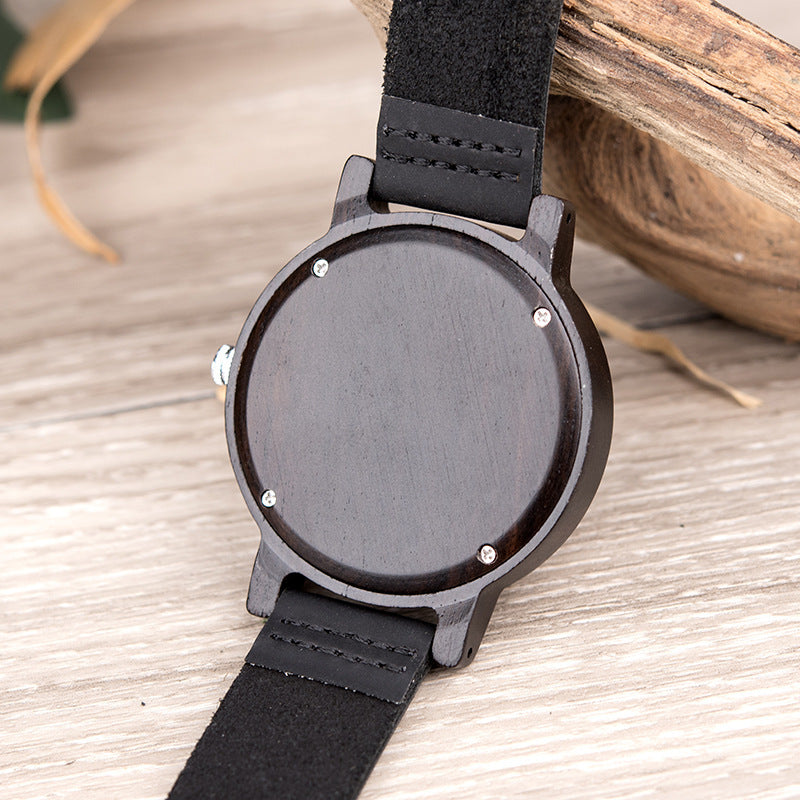 Montres en cuir en bois pour hommes et femmes