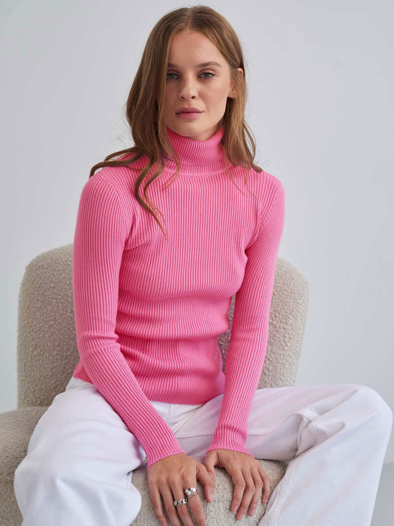 Pull à col roulé en tricot pour femme