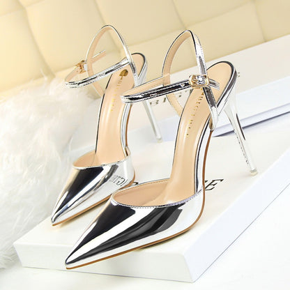 Night high heel and shallow pointed female sandals