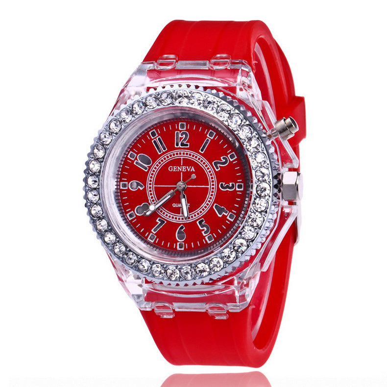 LED Lumineux Montres Genève Femmes Quartz Montre Femmes Dames Silicone Bracelet Montres