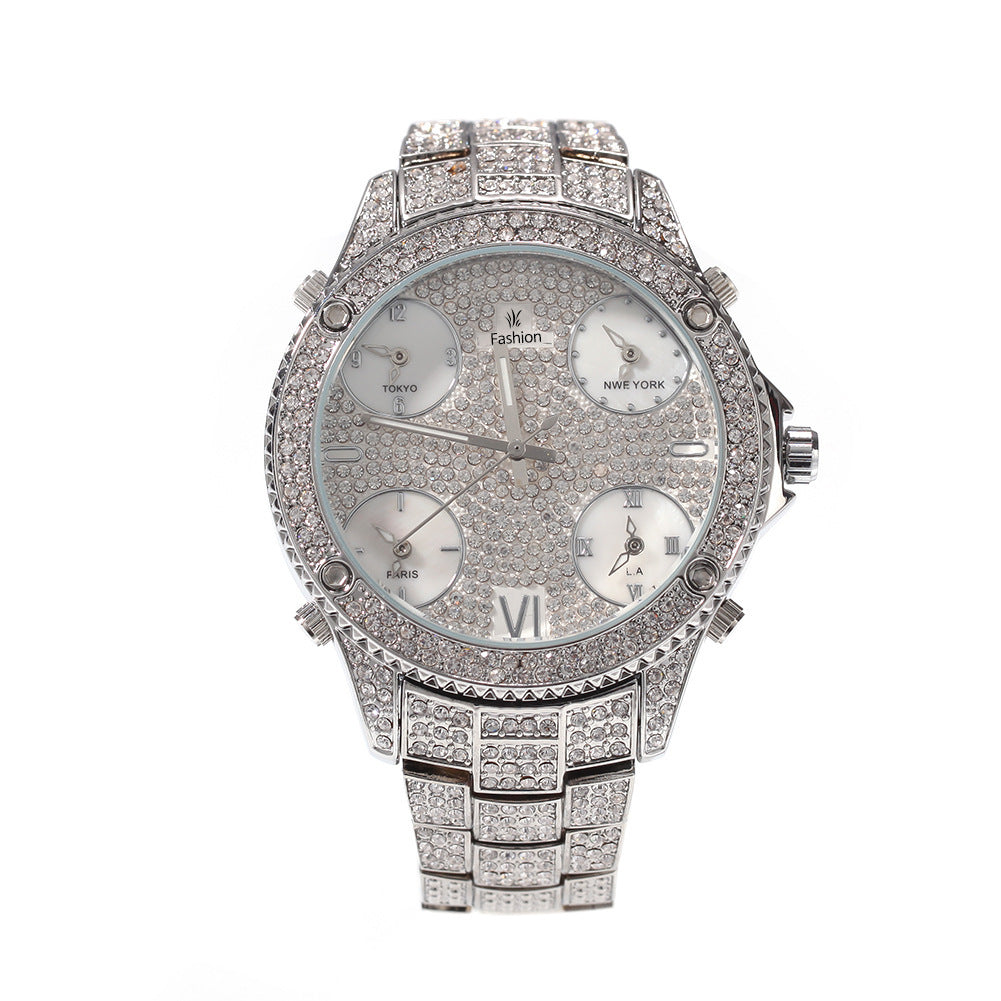 Nouveau Plein de Diamants Grand Cadran Hip-hop Hommes de Montres