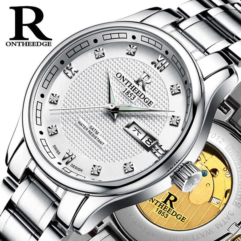 Véritable Rui bord de montres hommes automatique mécanique montres hommes d'affaires de montre lumineux hollow water-preuve en acier fin