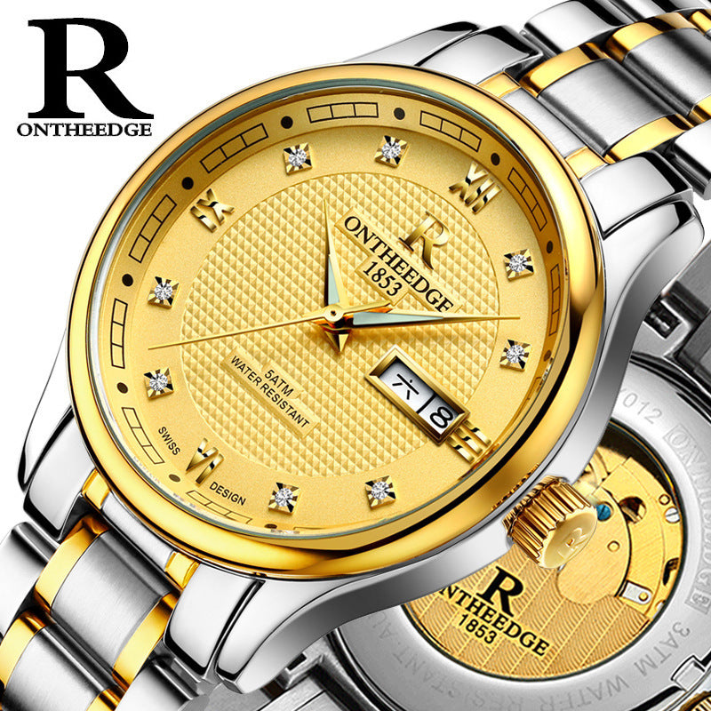 Véritable Rui bord de montres hommes automatique mécanique montres hommes d'affaires de montre lumineux hollow water-preuve en acier fin