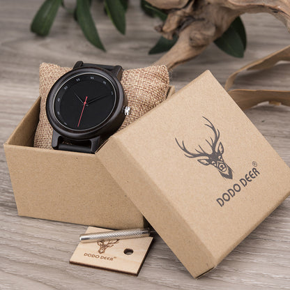 Montres en cuir en bois pour hommes et femmes