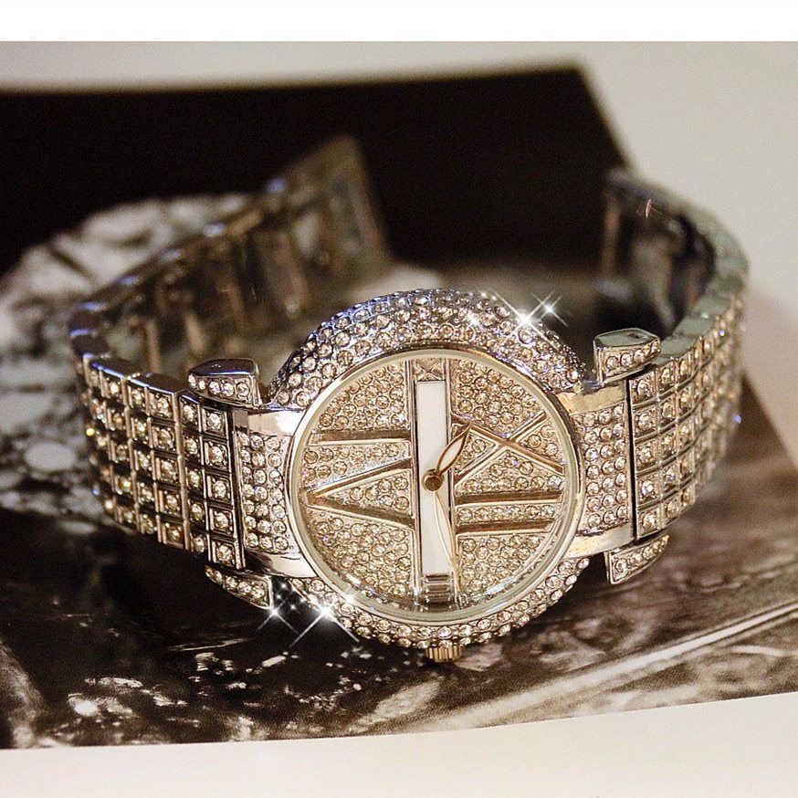 Diamant de luxe Femmes Montres Marque De Mode En Acier Inoxydable Bracelet Montre-Bracelet Femmes Conception Quartz Montre Horloge relogio feminino