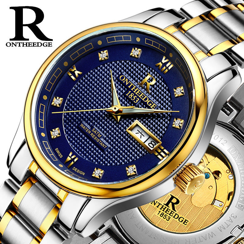 Véritable Rui bord de montres hommes automatique mécanique montres hommes d'affaires de montre lumineux hollow water-preuve en acier fin