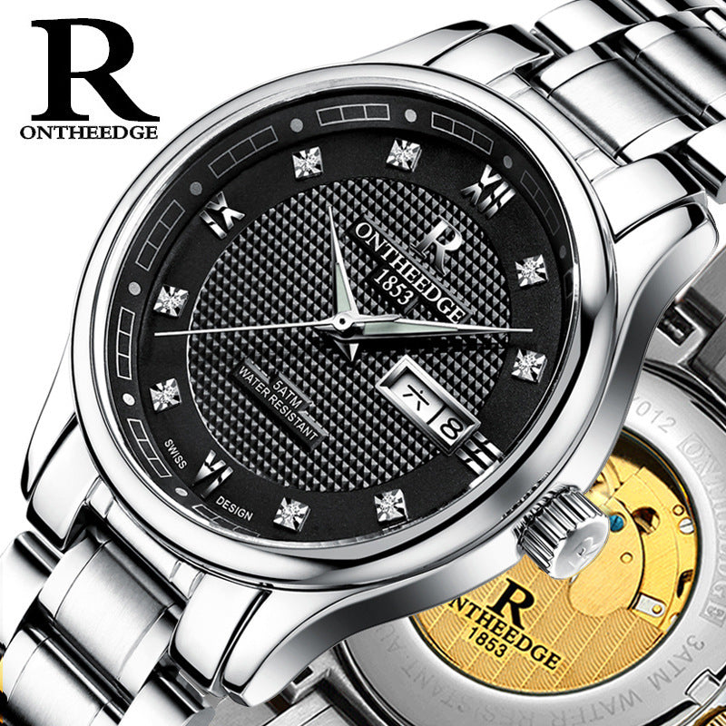 Véritable Rui bord de montres hommes automatique mécanique montres hommes d'affaires de montre lumineux hollow water-preuve en acier fin