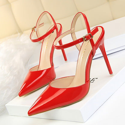 Night high heel and shallow pointed female sandals