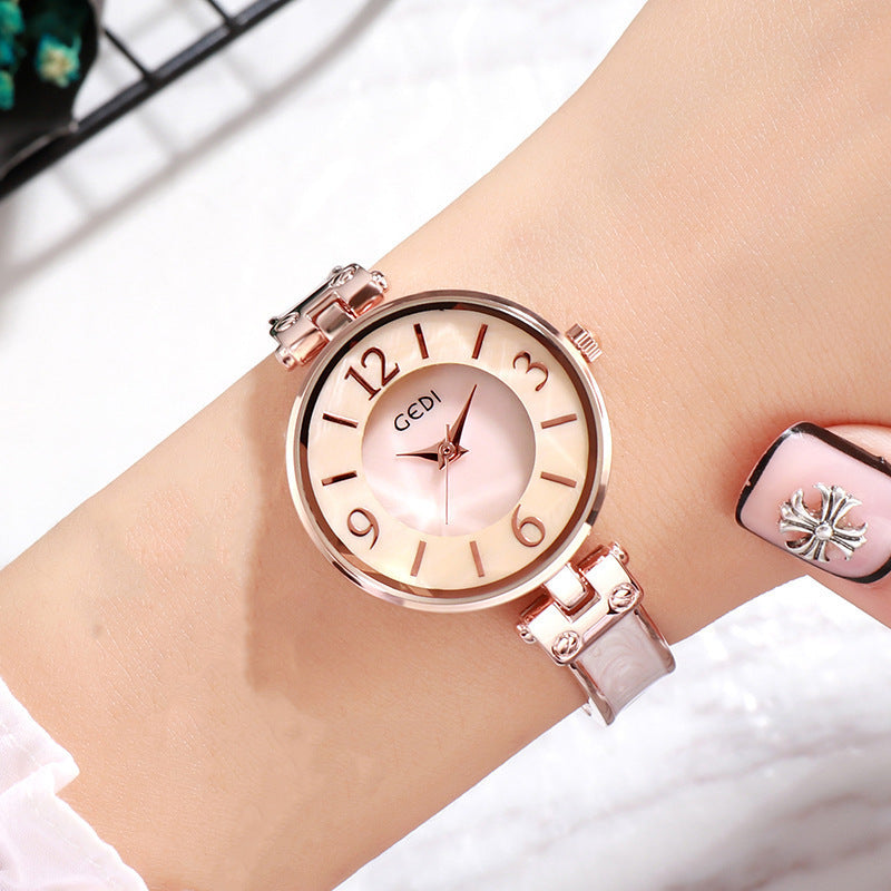 Women's Waterproof Simple Wrist Watch With Large Dial Student Art