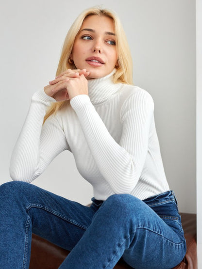 Pull à col roulé en tricot pour femme