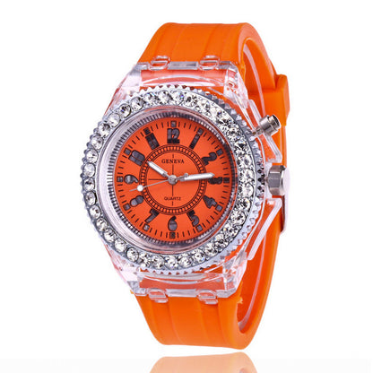 LED Lumineux Montres Genève Femmes Quartz Montre Femmes Dames Silicone Bracelet Montres