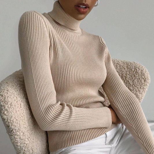 Pull à col roulé en tricot pour femme