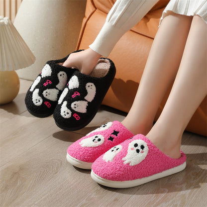 Halloween Cartoon Ghost Cotton Slippers For Women Indoor Non-slip Bedroom Floor Slipper Winter House Shoes