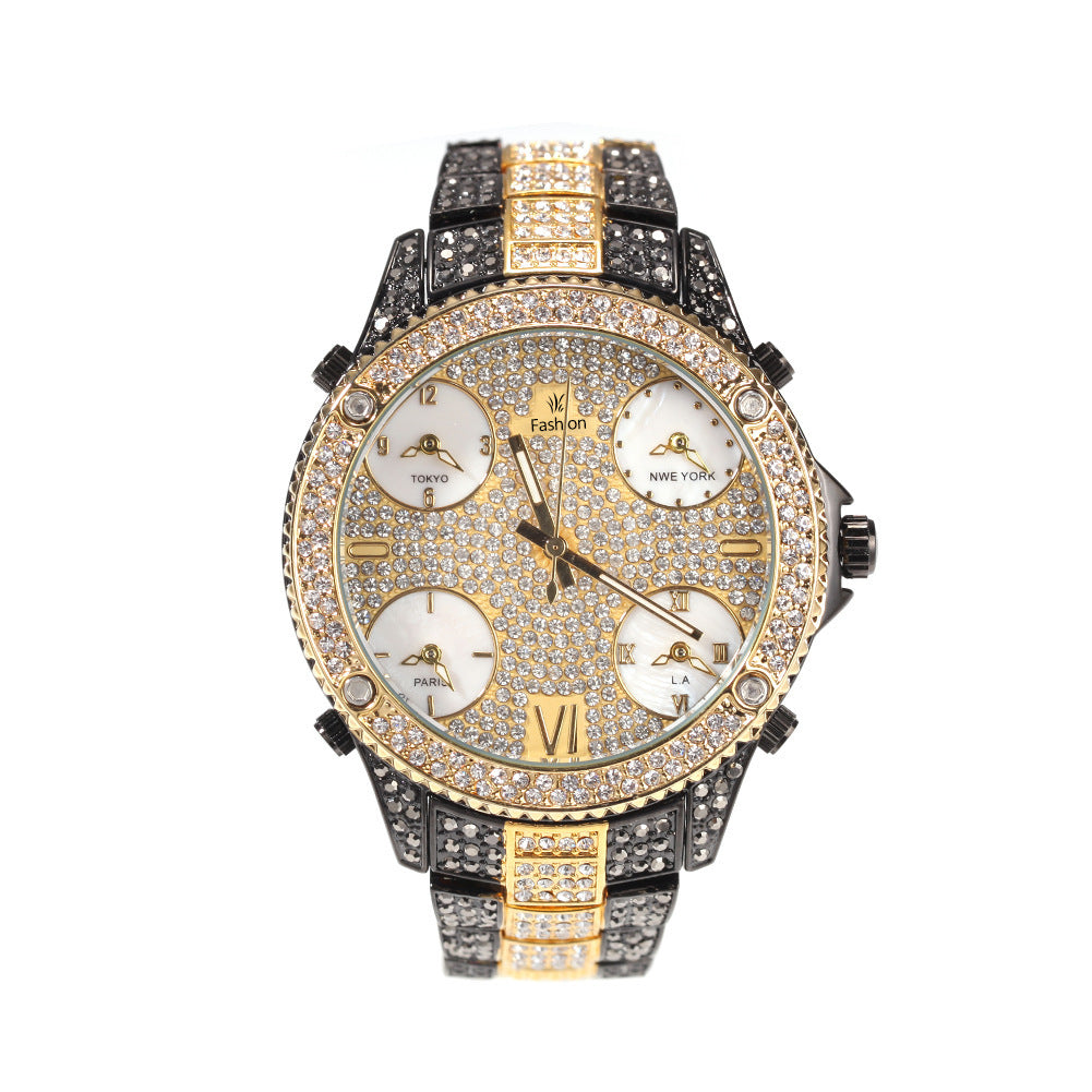 Nouveau Plein de Diamants Grand Cadran Hip-hop Hommes de Montres