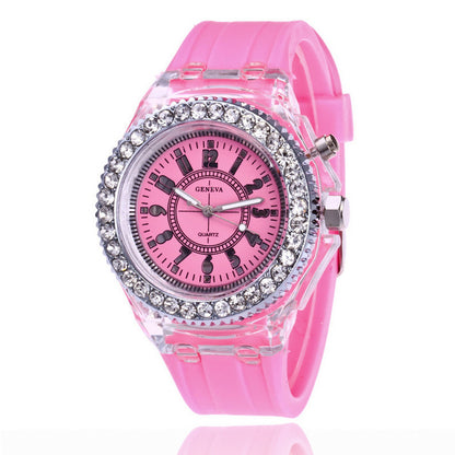 LED Lumineux Montres Genève Femmes Quartz Montre Femmes Dames Silicone Bracelet Montres