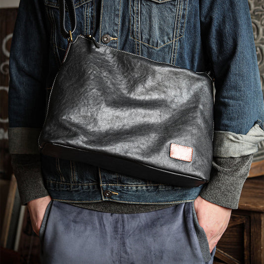 Sac Messenger en Cuir de Vachette pour Homme à Bandoulière Unique